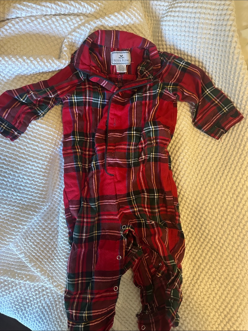Petite Plume Red Plaid Christmas Baby One-Piece 6-12 months